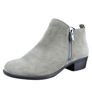 Lucky Brand Basel Women's‎ 6 Wide Taupe Suede Leather Ankle Boots Side Zip Heel